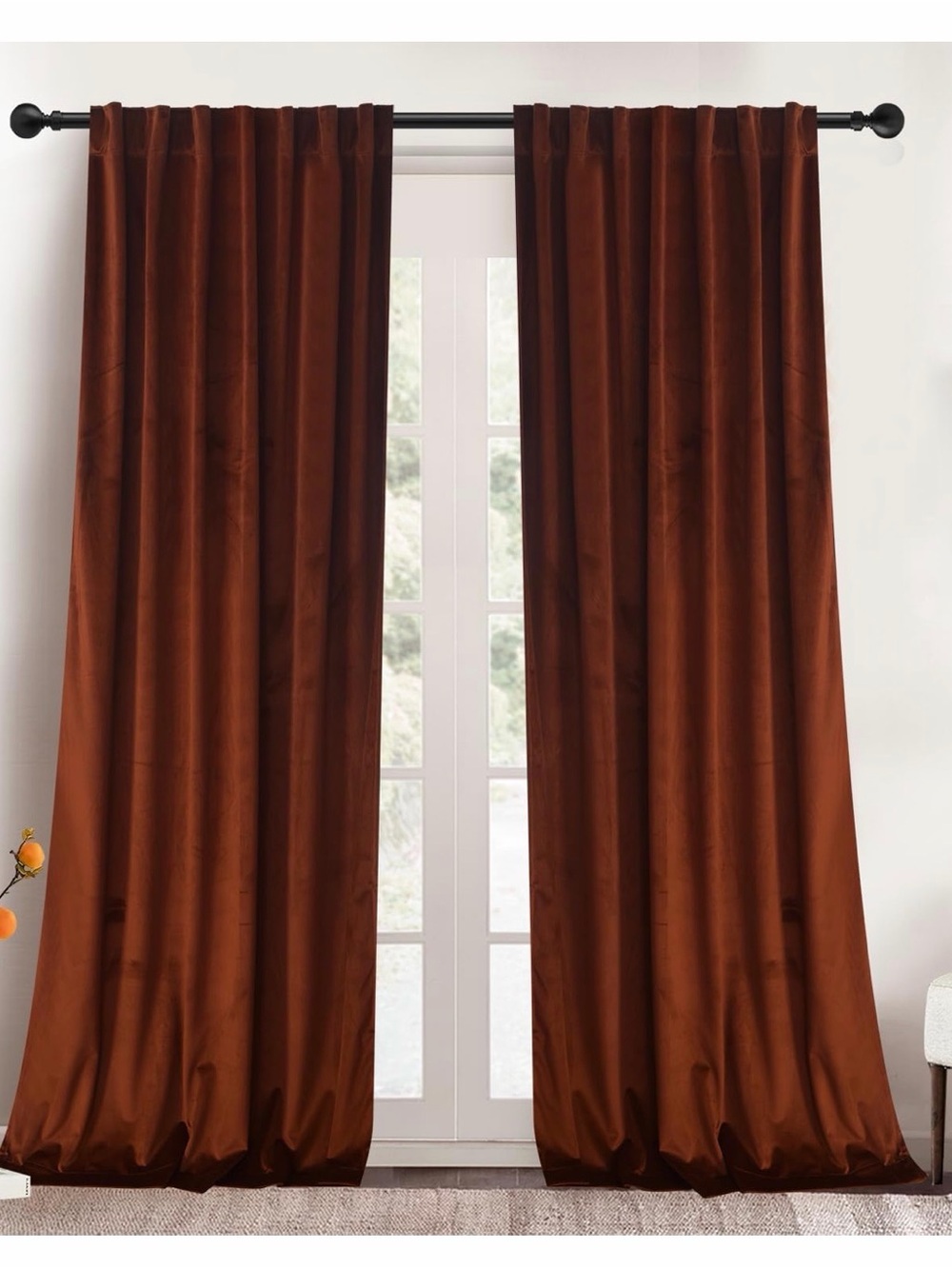 Rust Velvet Blackout Curtains - Roslynwood 52x84 (one set)